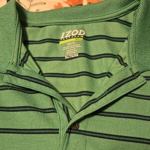 IZOD Green Striped Polo Shirt